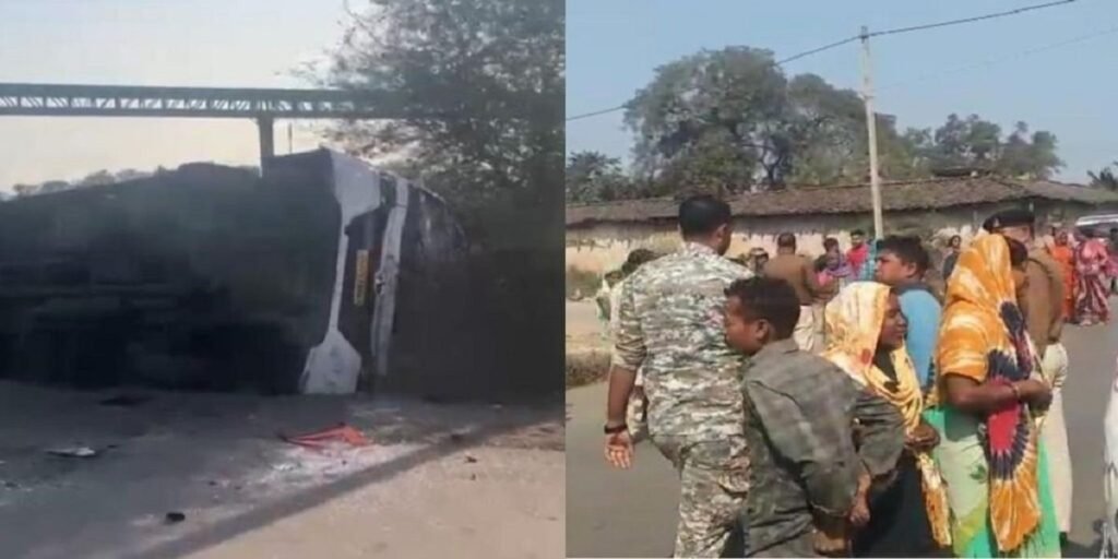 तमनार कोल माइंस विरोध: पुलिस पर पथराव, बसों में आग, कई पुलिसकर्मी घायल